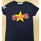 T-Shirt: Star Viva la Revolucion yellow-red on navy blue - Womens