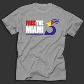 X T-Shirt: Miami 5 logo designed by Gerardo on grey tshirt - Free at last